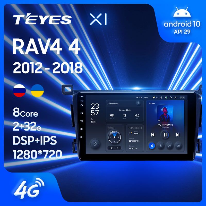 Штатная магнитола Teyes X1 для Toyota RAV4 XA40 2012-2018 на Android 10