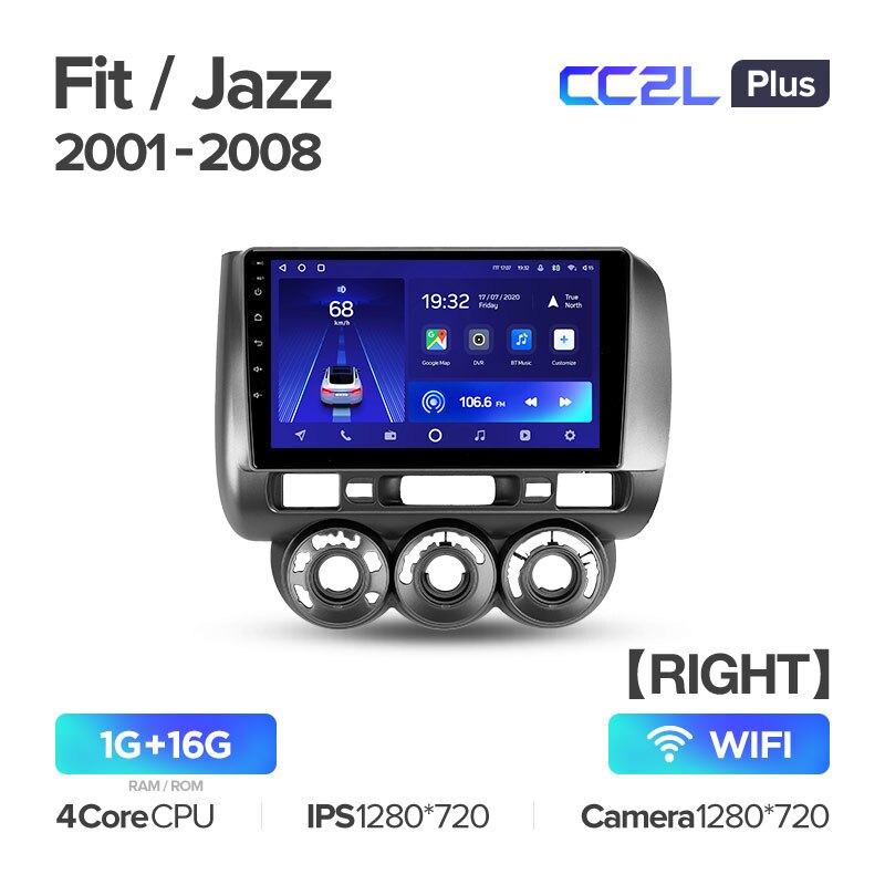 Штатная магнитола Teyes CC2L PLUS для Honda Fit GD Jazz GD 2001-2008 Right hand driver на Android 8.1