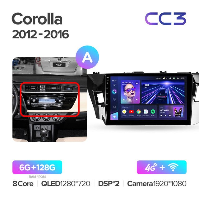 Штатная магнитола Teyes CC3 для Toyota Corolla XI 2012-2016 на Android 10