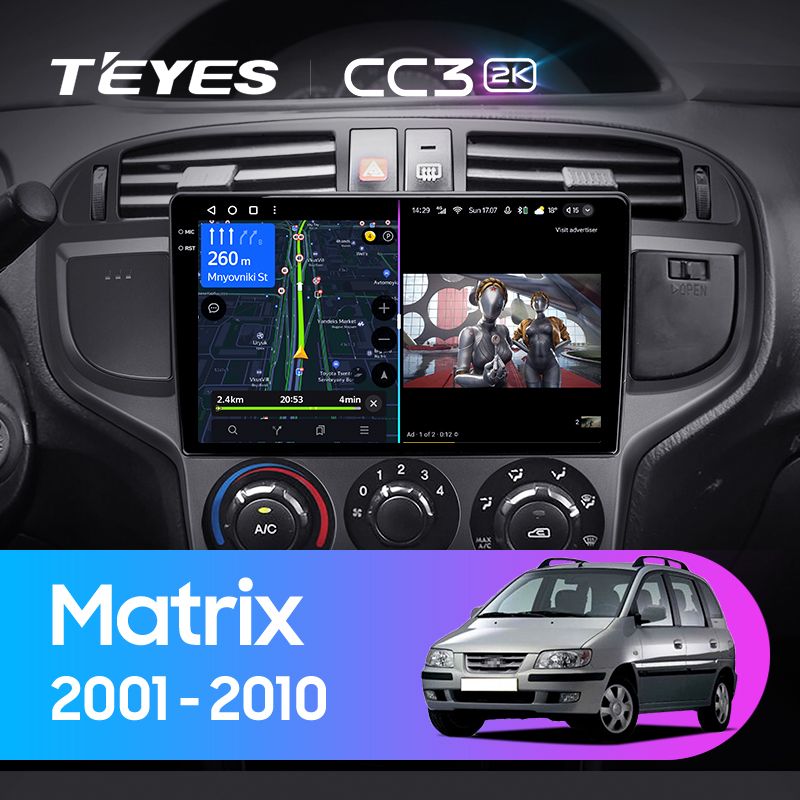 Штатная магнитола Teyes CC3 2K для Hyundai Matrix 2001-2010 на Android 10