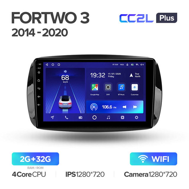 Штатная магнитола Teyes CC2L PLUS для Mercedes-Benz Smart Fortwo 3 2014-2020 на Android 8.1