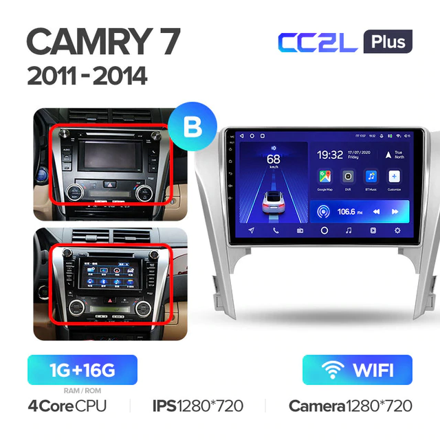 Штатная магнитола Teyes CC2L PLUS для Toyota Camry 7 XV50 2011-2014 на Android 8.1