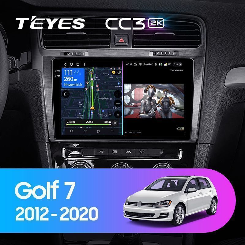 Штатная магнитола Teyes CC3 2K для Volkswagen Golf 7 MK7 2014-2018 на Android 10