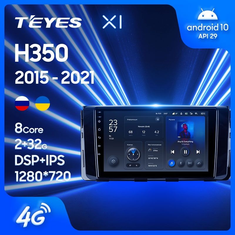 Штатная магнитола Teyes X1 для Hyundai H350 2015-2021 на Android 10