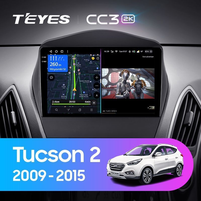 Штатная магнитола Teyes CC3 2K для Hyundai Tucson 2 LM IX35 2008-2015 на Android 10