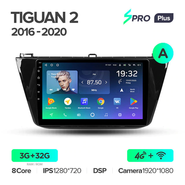 Штатная магнитола Teyes SPRO+ для Volkswagen Tiguan 2 2016-2018 на Android 10