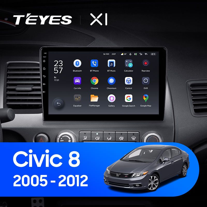 Штатная магнитола Teyes X1 для Honda Civic 8 FK FN FD 2005-2012 на Android 10